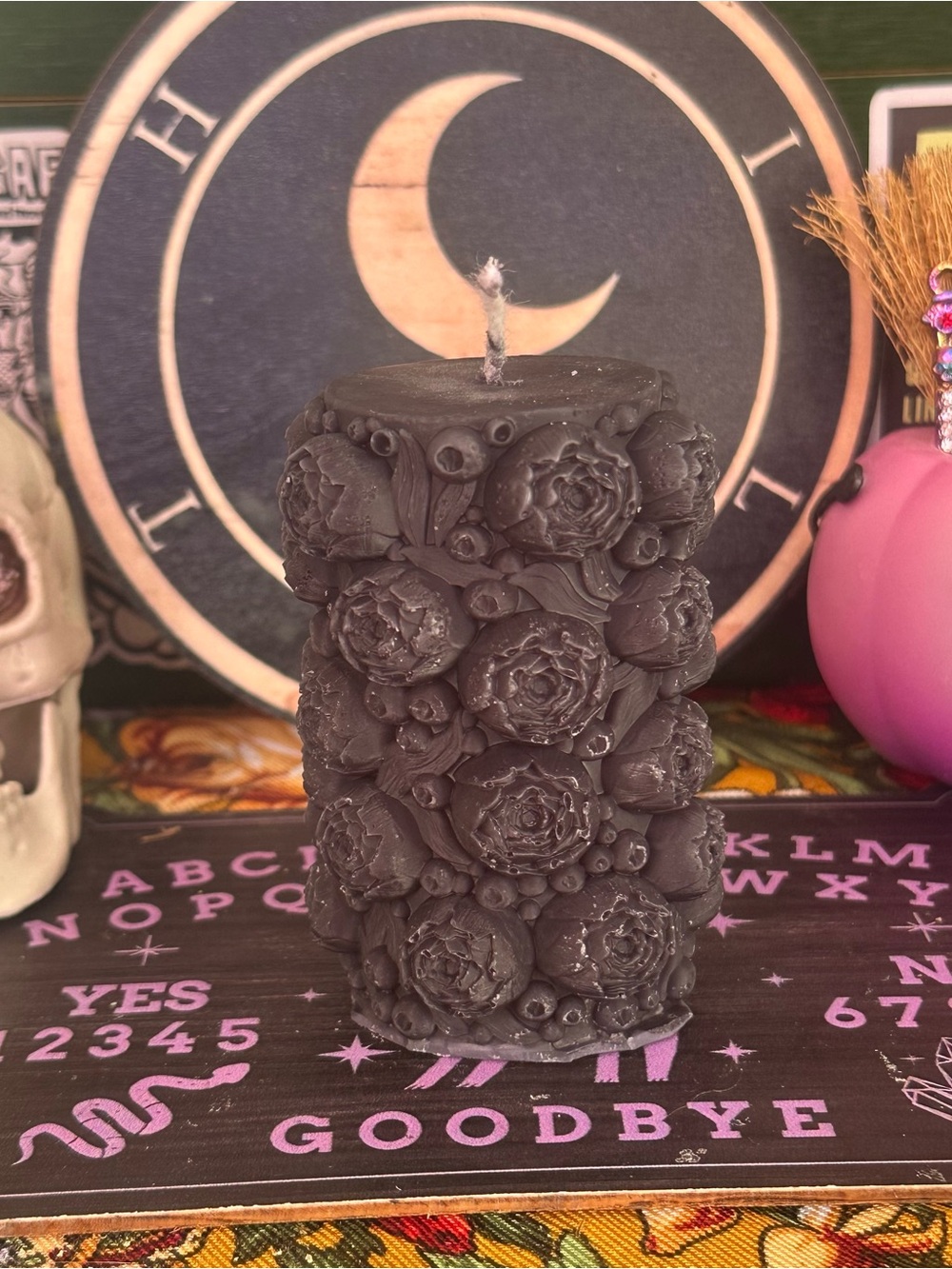 Black Bloom & Berries Pillar Candle